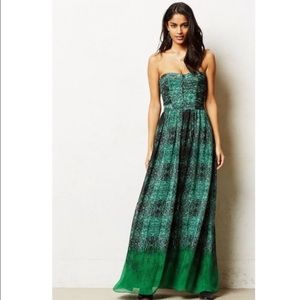 Anthropologie green and black gown